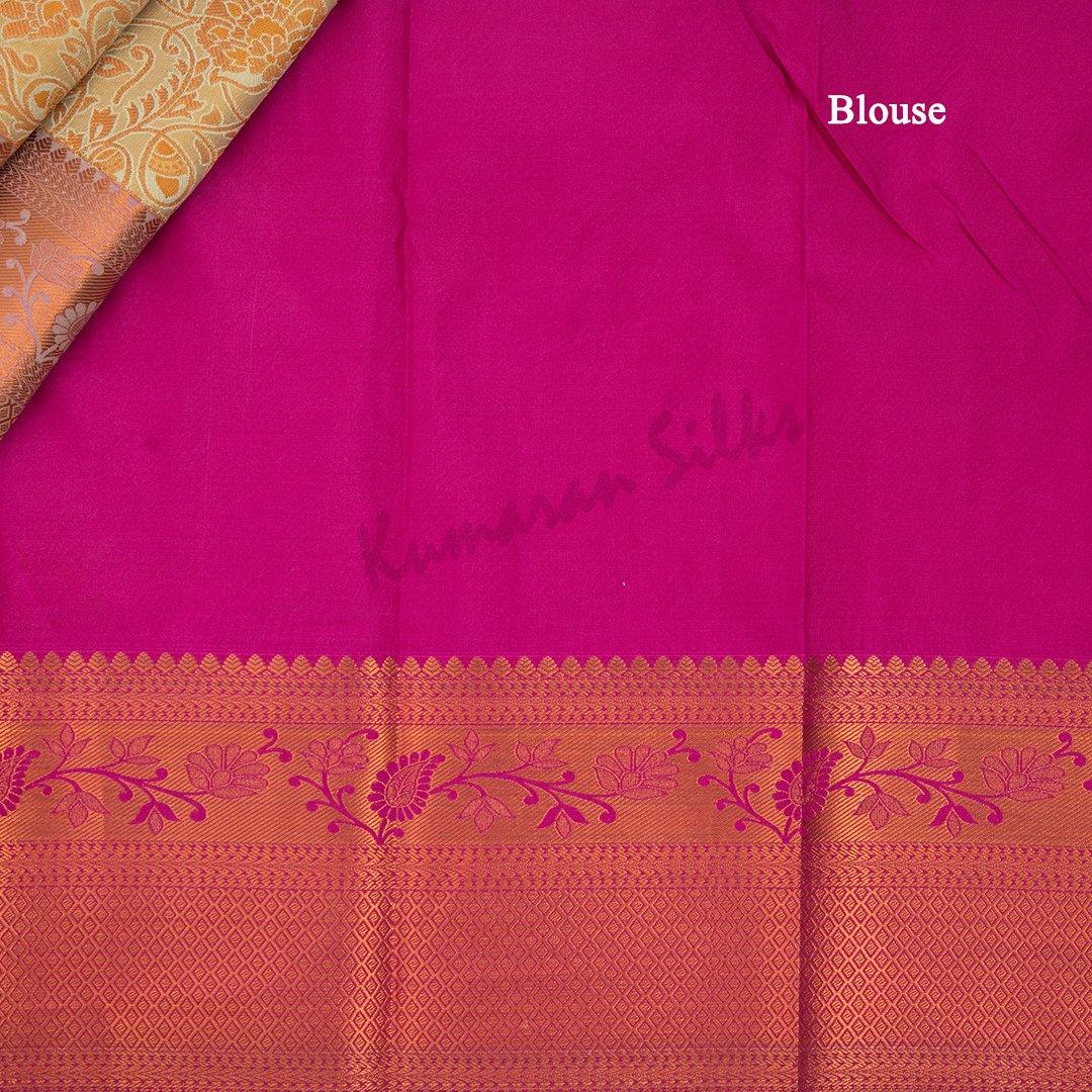 Semi Silk Gold Zari Worked Saree With Floral Motif - Kumaran Silks