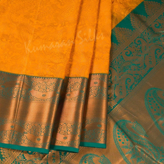 Semi Silk Mango Yellow Zari Worked Saree With Mango Motif - Kumaran Silks