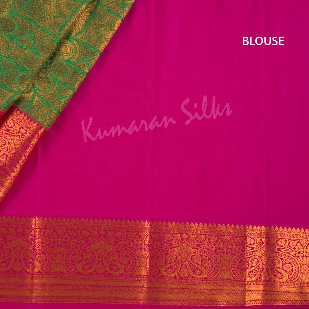 Semi Silk Parrot Green Zari Worked Saree With Multi Design - Kumaran Silks