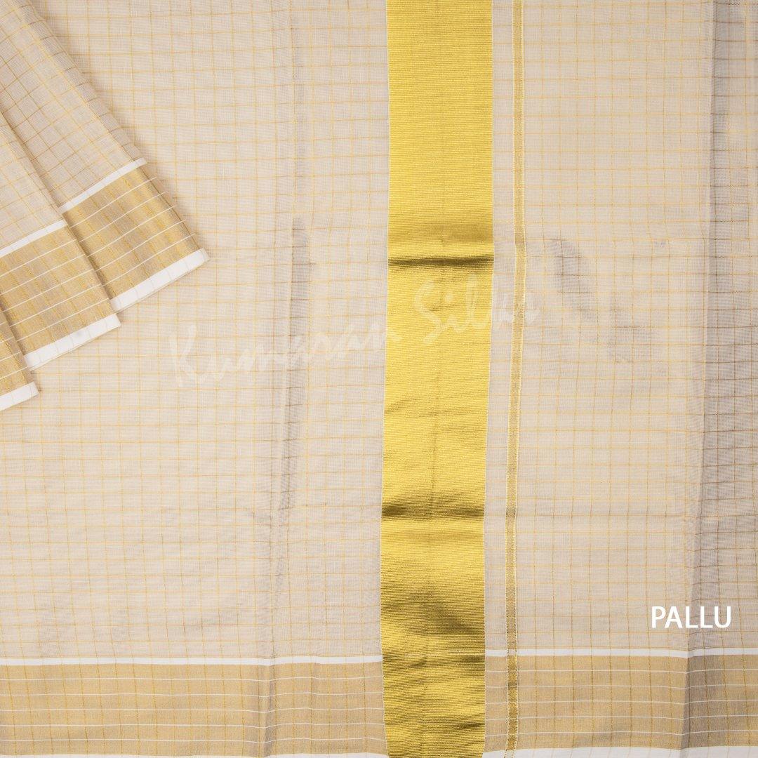 Kerala Cotton Gold Checked Saree - Kumaran Silks