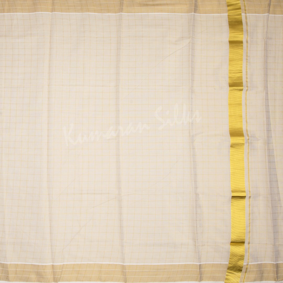 Kerala Cotton Gold Checked Saree