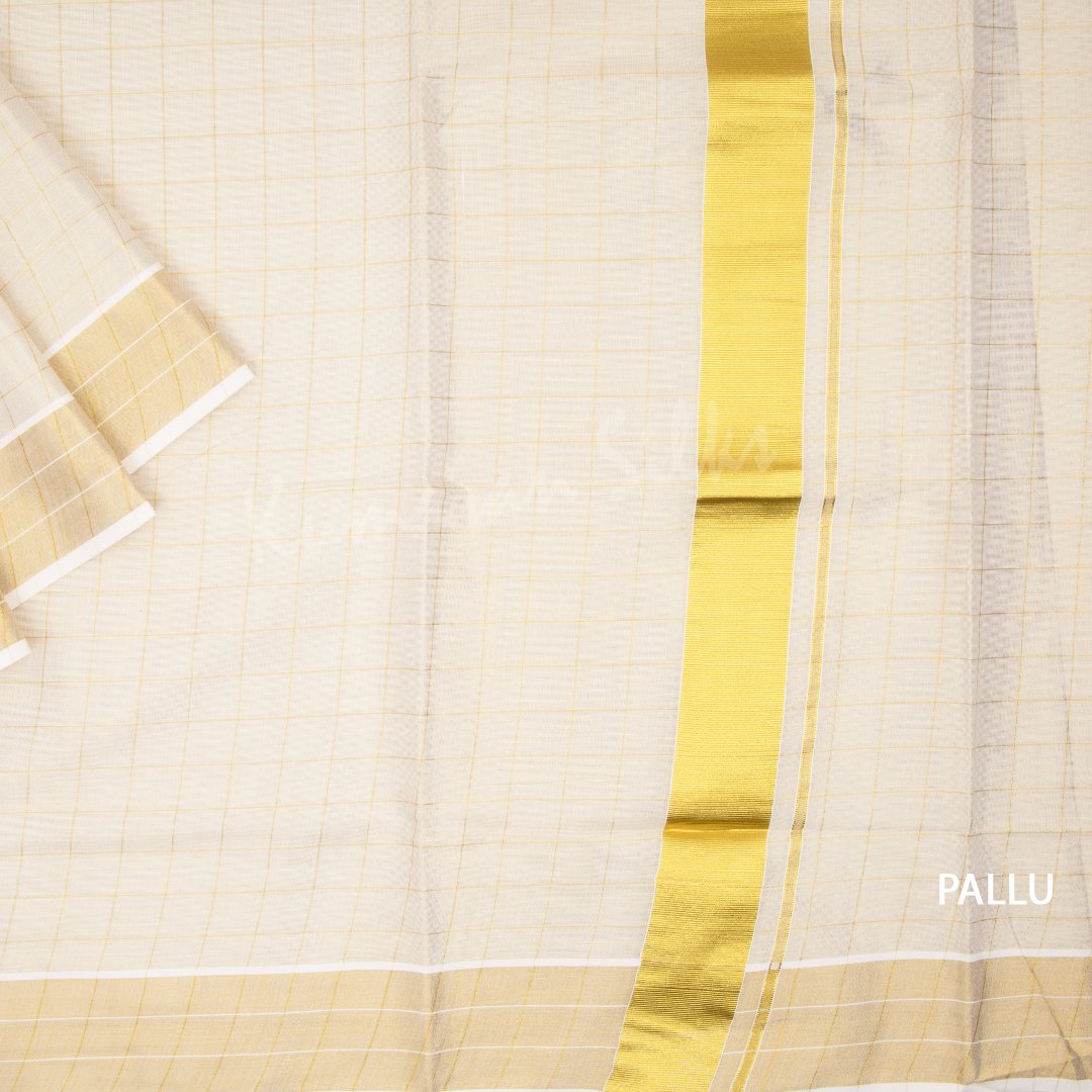 Kerala Cotton Gold Checked Saree