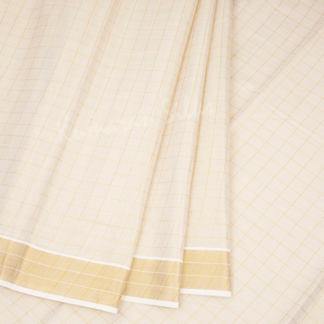 Kerala Cotton Gold Checked Saree