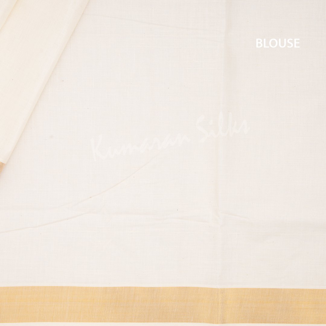 Kerala Cotton Cream Plain Saree - Kumaran Silks