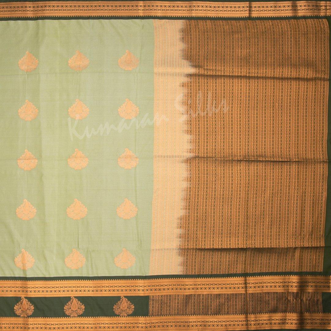 Semi Soft Silk Pista Green Zari Worked Saree - Kumaran Silks