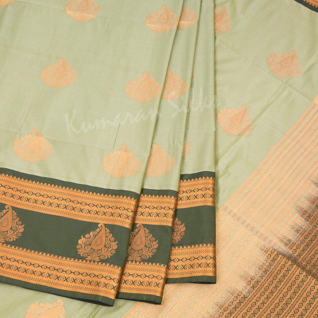 Semi Soft Silk Pista Green Zari Worked Saree - Kumaran Silks