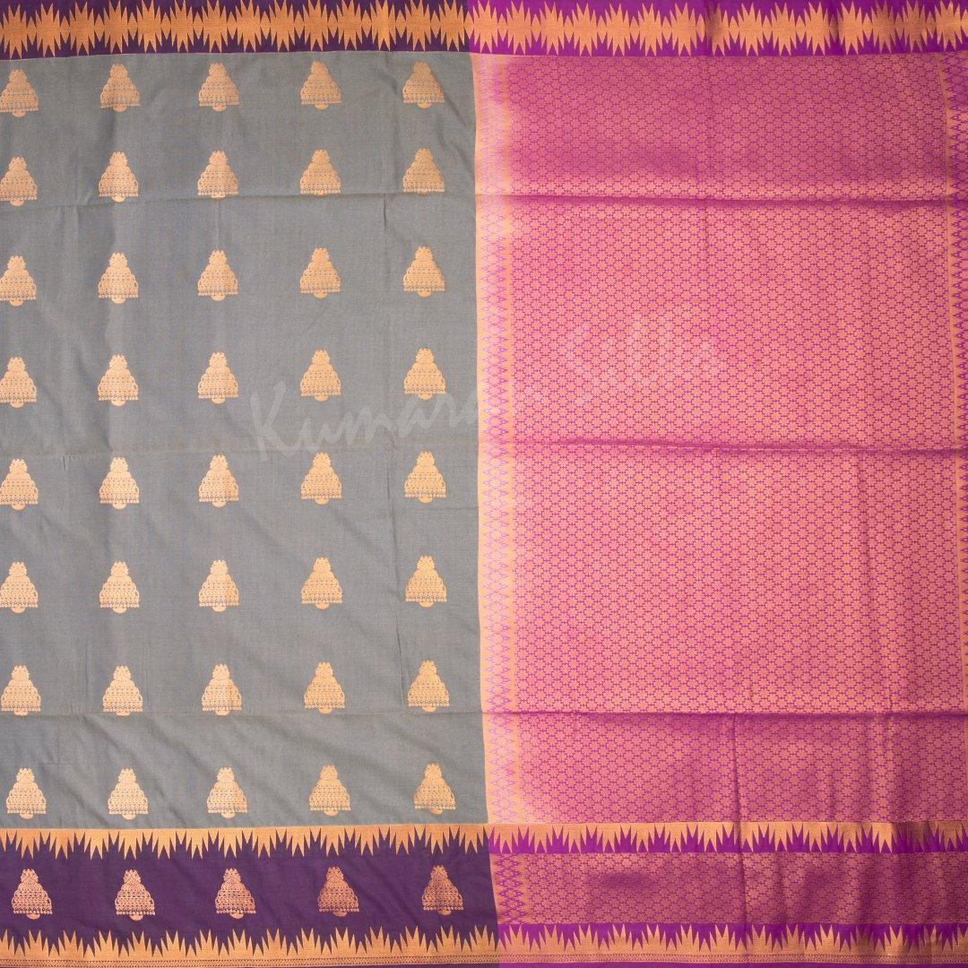 Semi Soft Silk Grey Zari Worked Saree 02 - Kumaran Silks