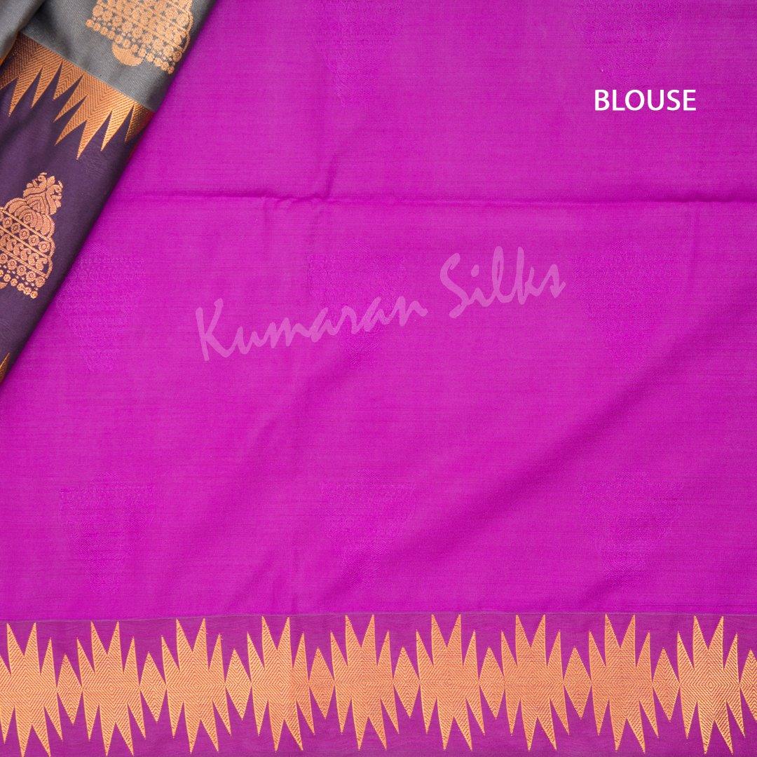 Semi Soft Silk Grey Zari Worked Saree 02 - Kumaran Silks