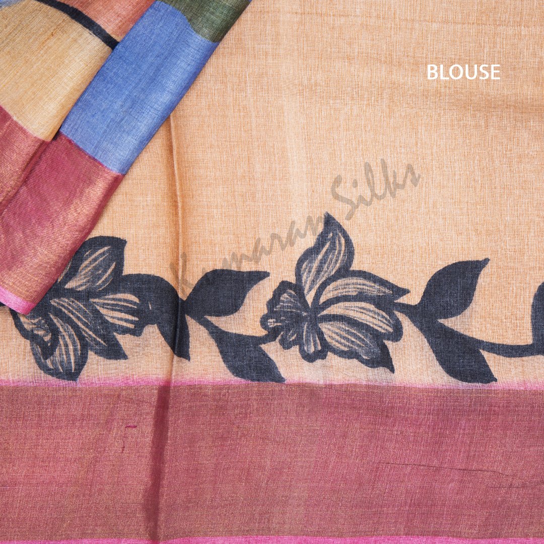 Pure Tussar Sandal Floral Printed Saree