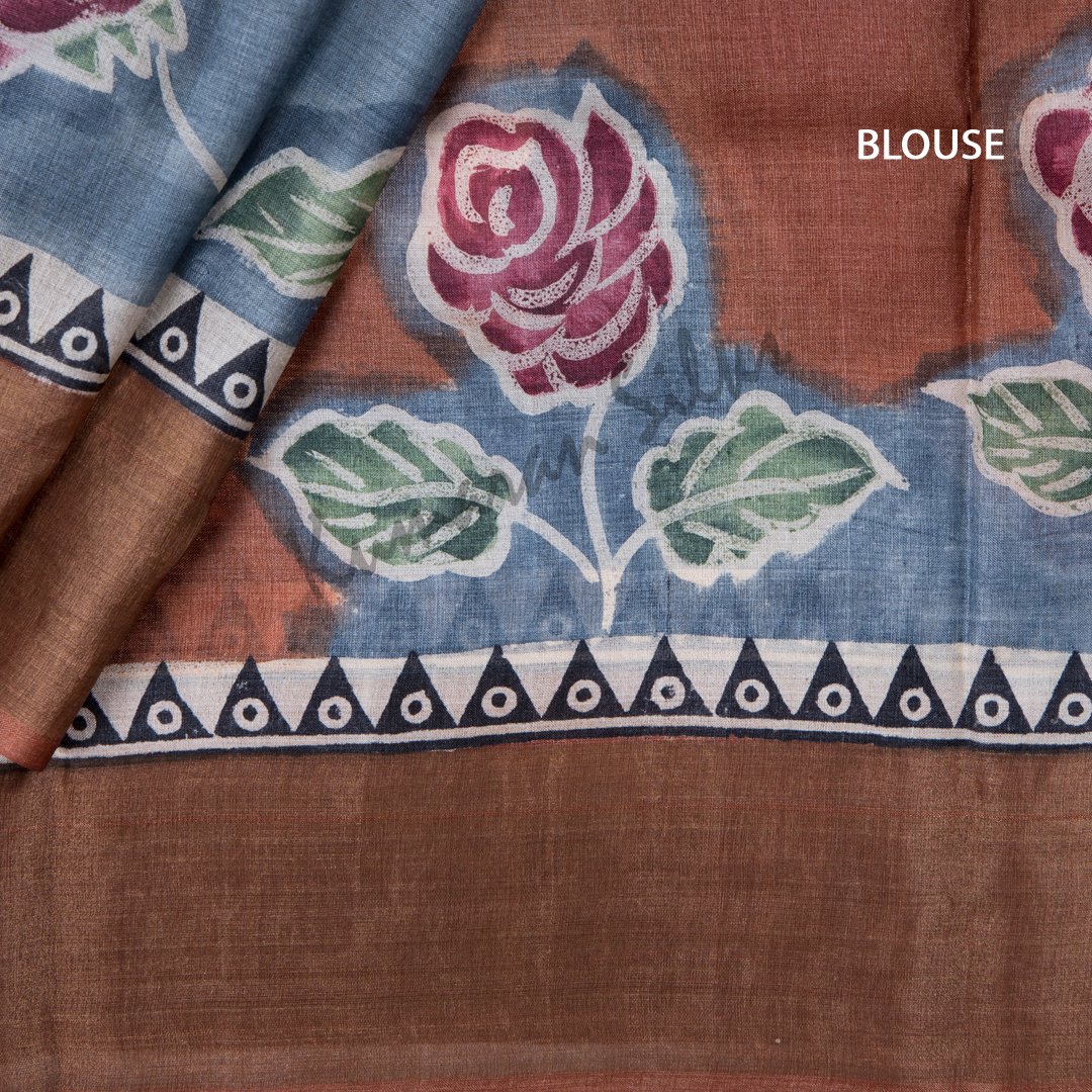 Pure Tussar Multi Colour Floral Printed Saree