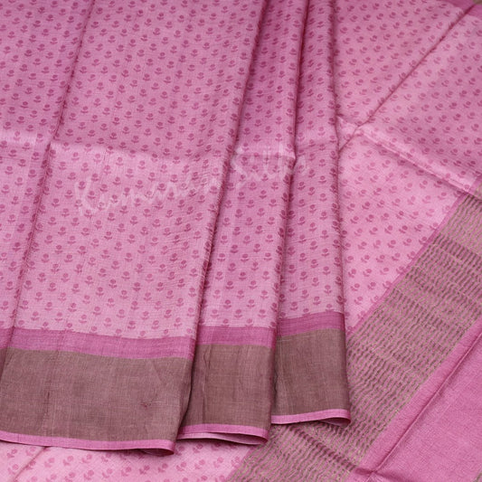 Pure Tussar Pink Floral Printed Saree