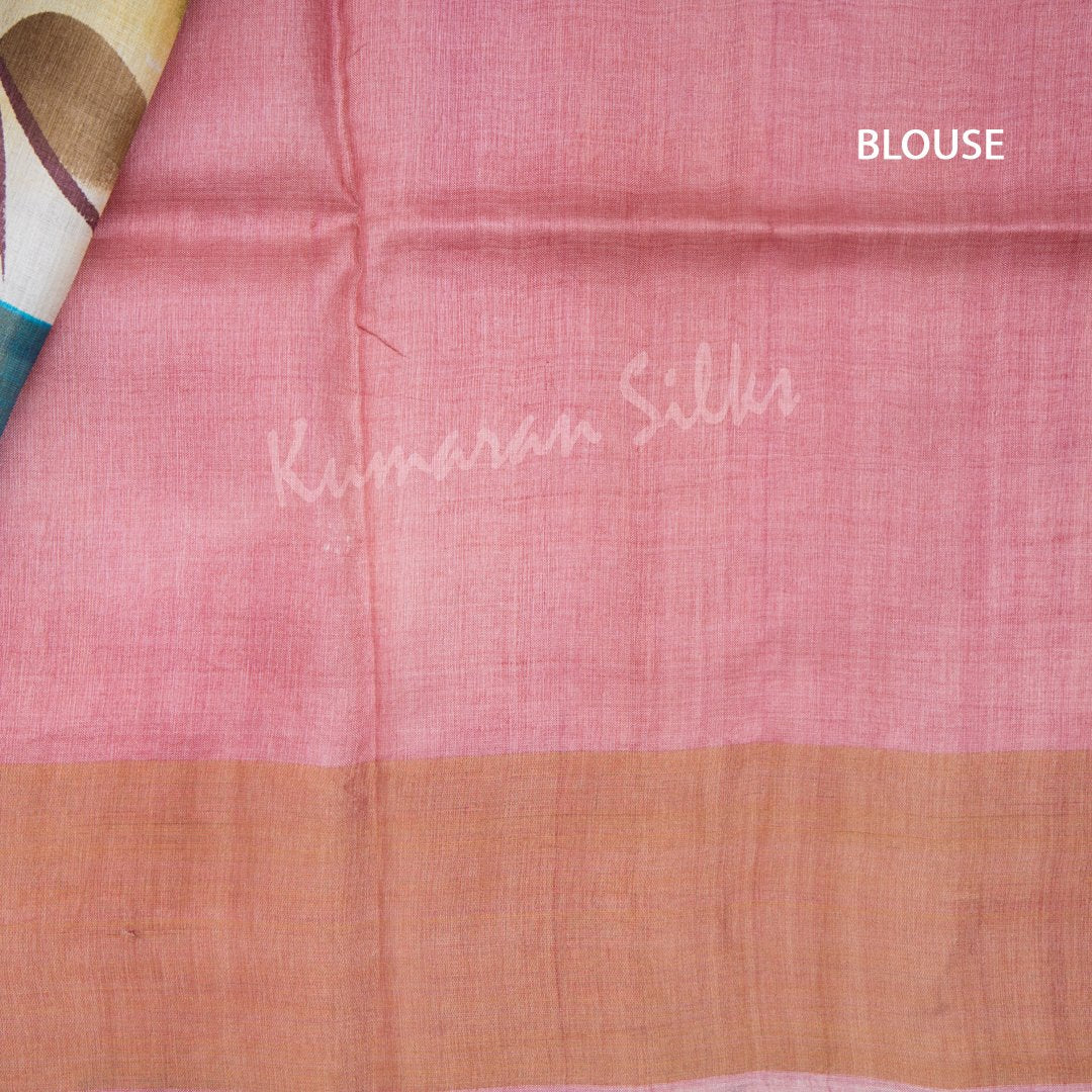 Pure Tussar Rose Pink Saree With Floral Motif