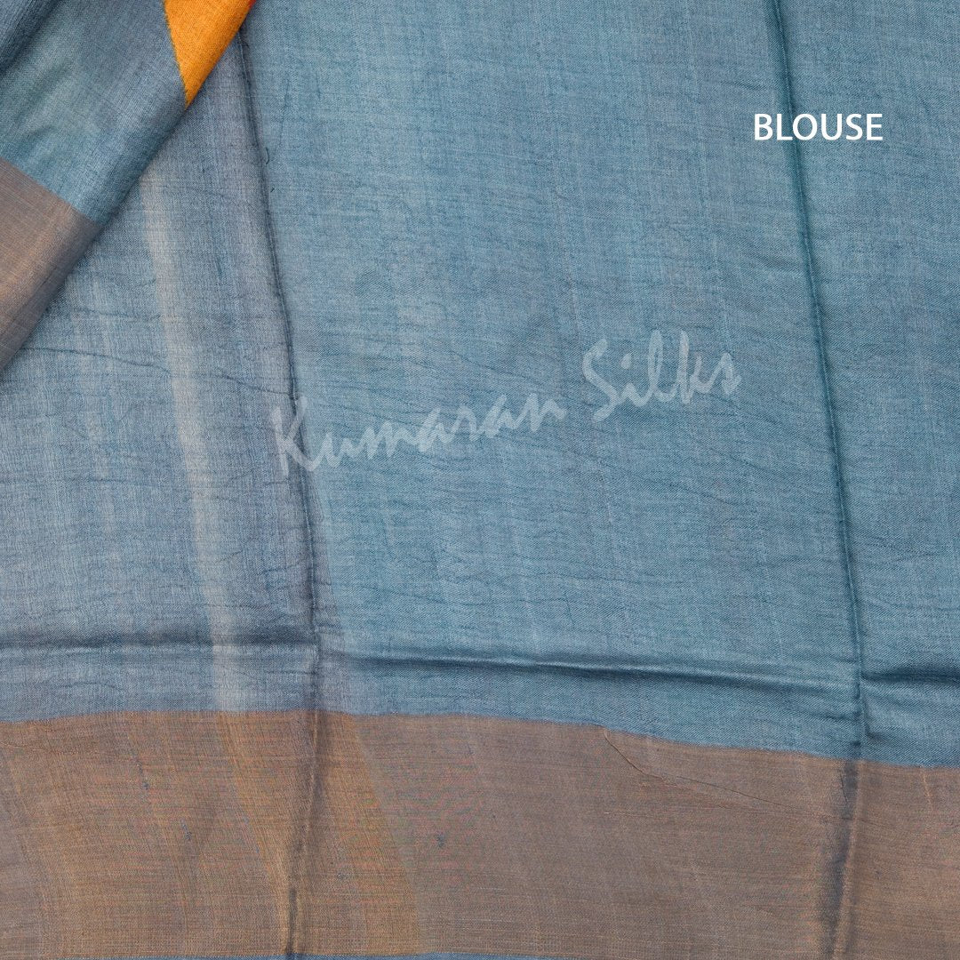 Pure Tussar Cream Saree With Checked Design