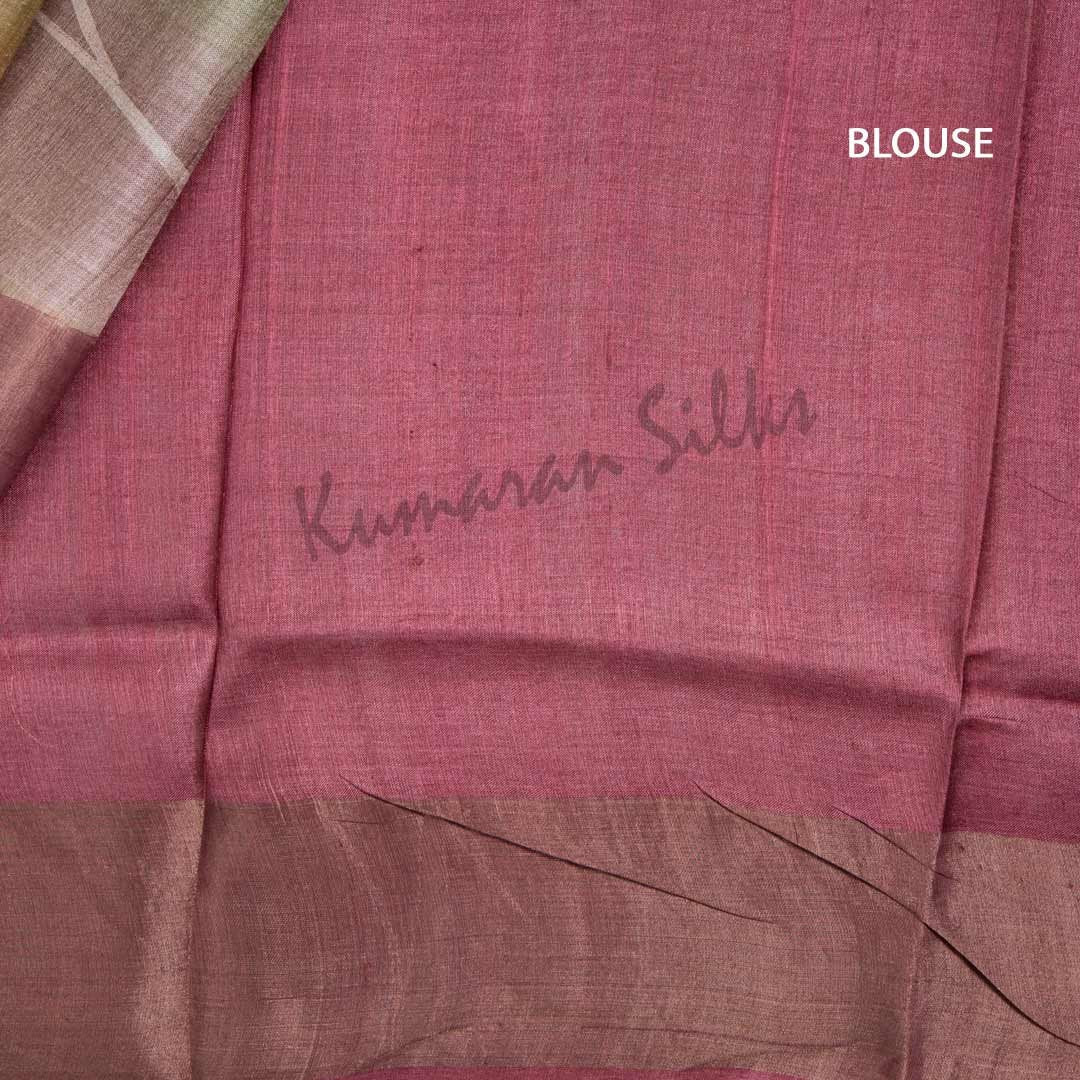 Pure Tussar Blue Saree With Floral Motif - Kumaran Silks