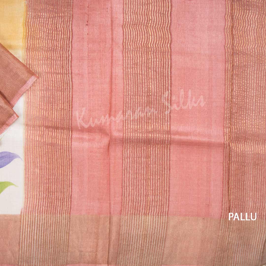 Pure Tussar Gold Saree With Floral Motif