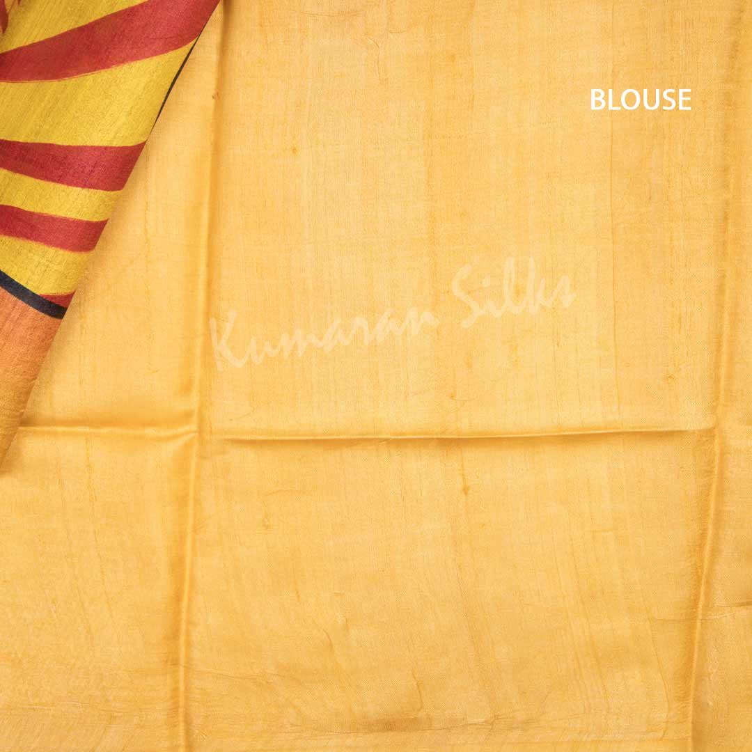 Pure Tussar Yellow Printed Saree