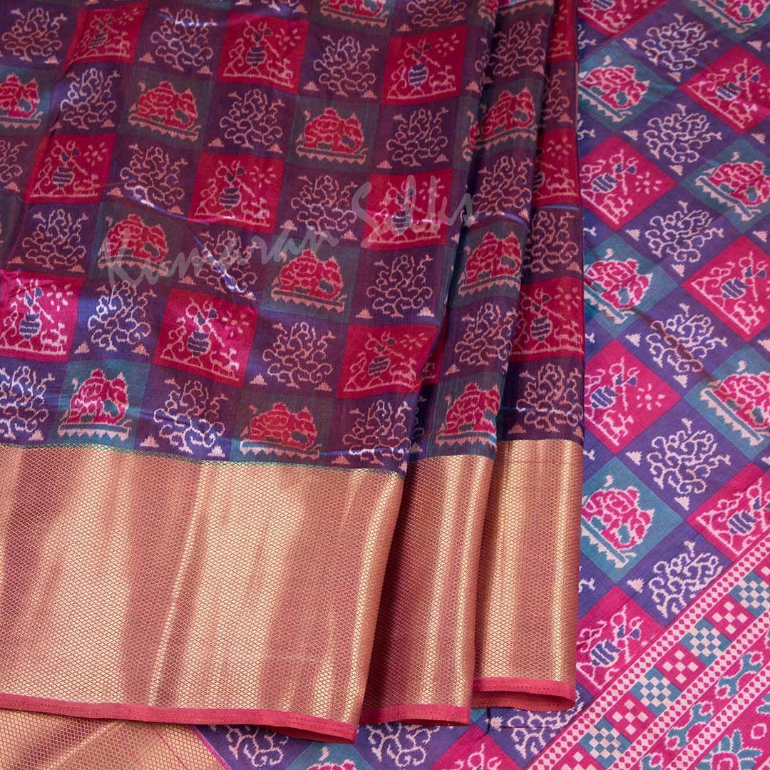 Semi Tussar Multi Colour Printed Saree With Zari Border - Kumaran Silks