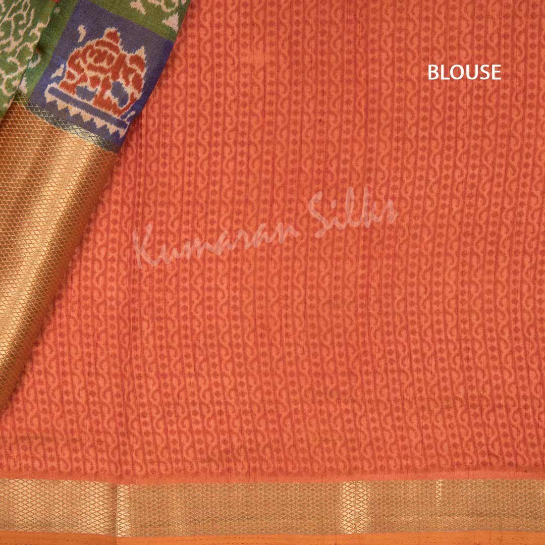 Semi Tussar Multi Colour Printed Saree With Zari Border 02 - Kumaran Silks