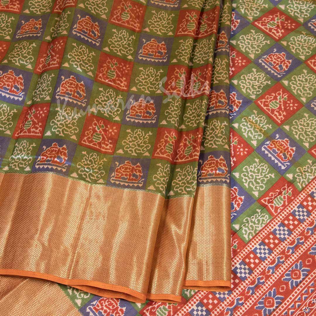 Semi Tussar Multi Colour Printed Saree With Zari Border 02 - Kumaran Silks