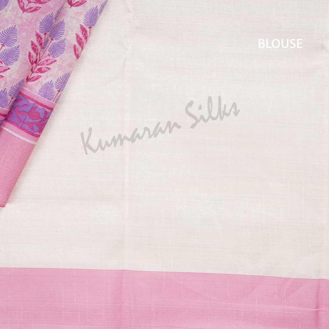 Semi Tussar Light Pink Printed Saree With Simple Border - Kumaran Silks