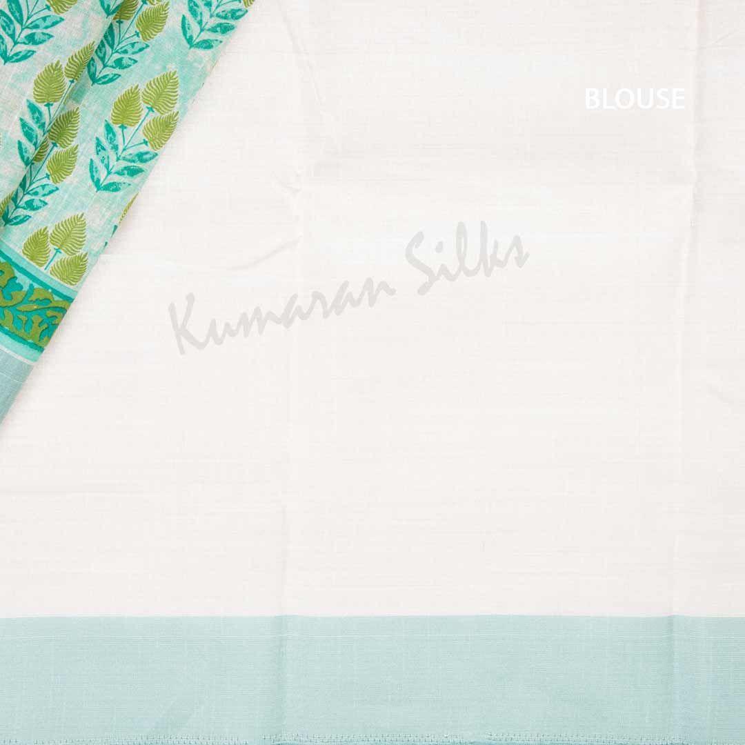 Semi Tussar Green Printed Saree With Simple Border - Kumaran Silks