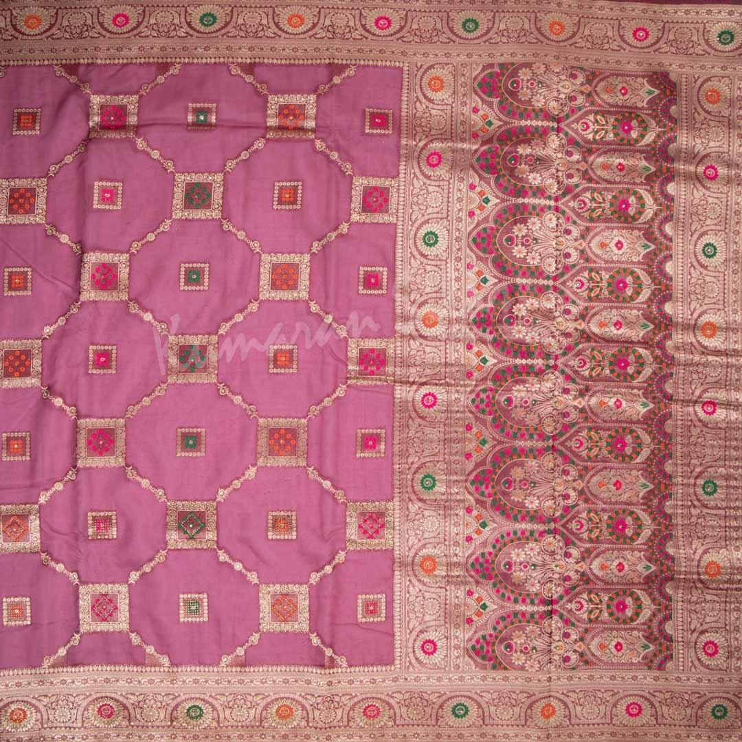 Tissue Dark Pink Zari Worked Saree - Kumaran Silks