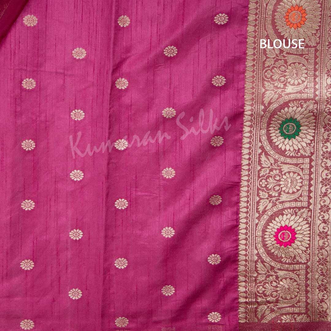 Tissue Dark Pink Zari Worked Saree - Kumaran Silks