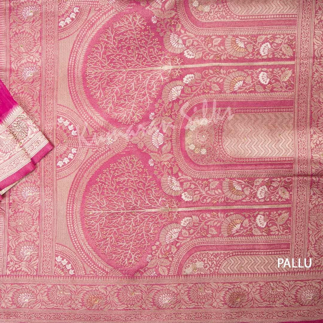 Tissue Pink Zari Worked Saree - Kumaran Silks