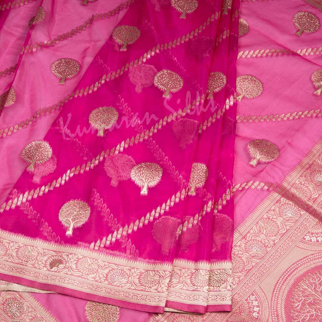 Tissue Pink Zari Worked Saree