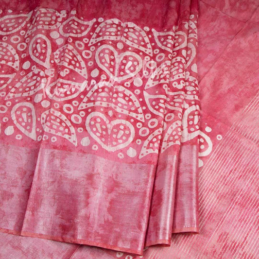 Tissue Rose Pink Shibori Printed Saree - Kumaran Silks