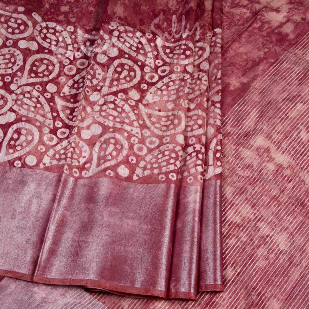 Tissue Maroon Shibori Printed Saree - Kumaran Silks