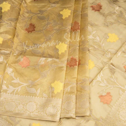 Tissue Gold Floral Zari Worked Saree - Kumaran Silks