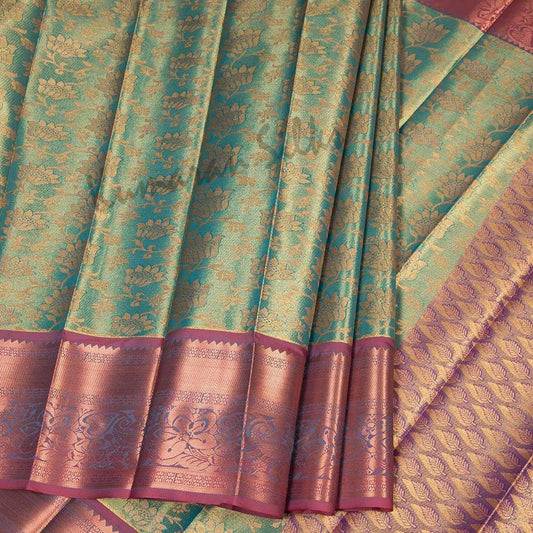 Semi Silk Tissue Green Saree - Kumaran Silks