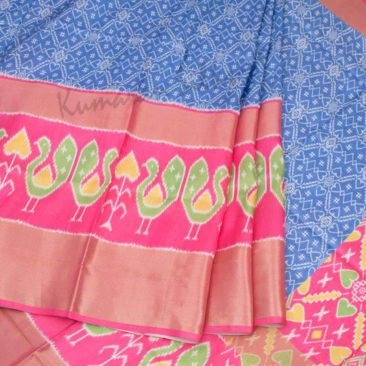 Semi Soft Silk Blue Ikkat Printed Saree - Kumaran Silks