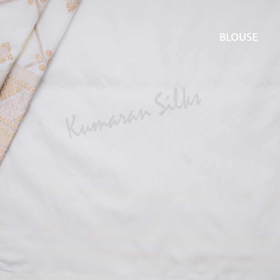 Semi Banaras Cream Saree With Diamond Design - Kumaran Silks