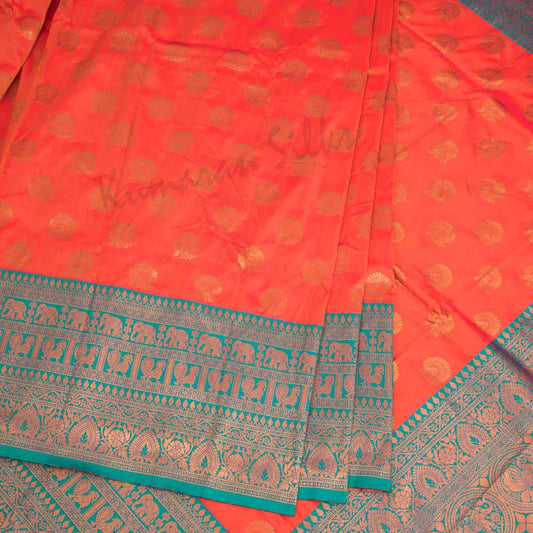 Semi Banaras Shot Colour Saree With Peacock Design - Kumaran Silks