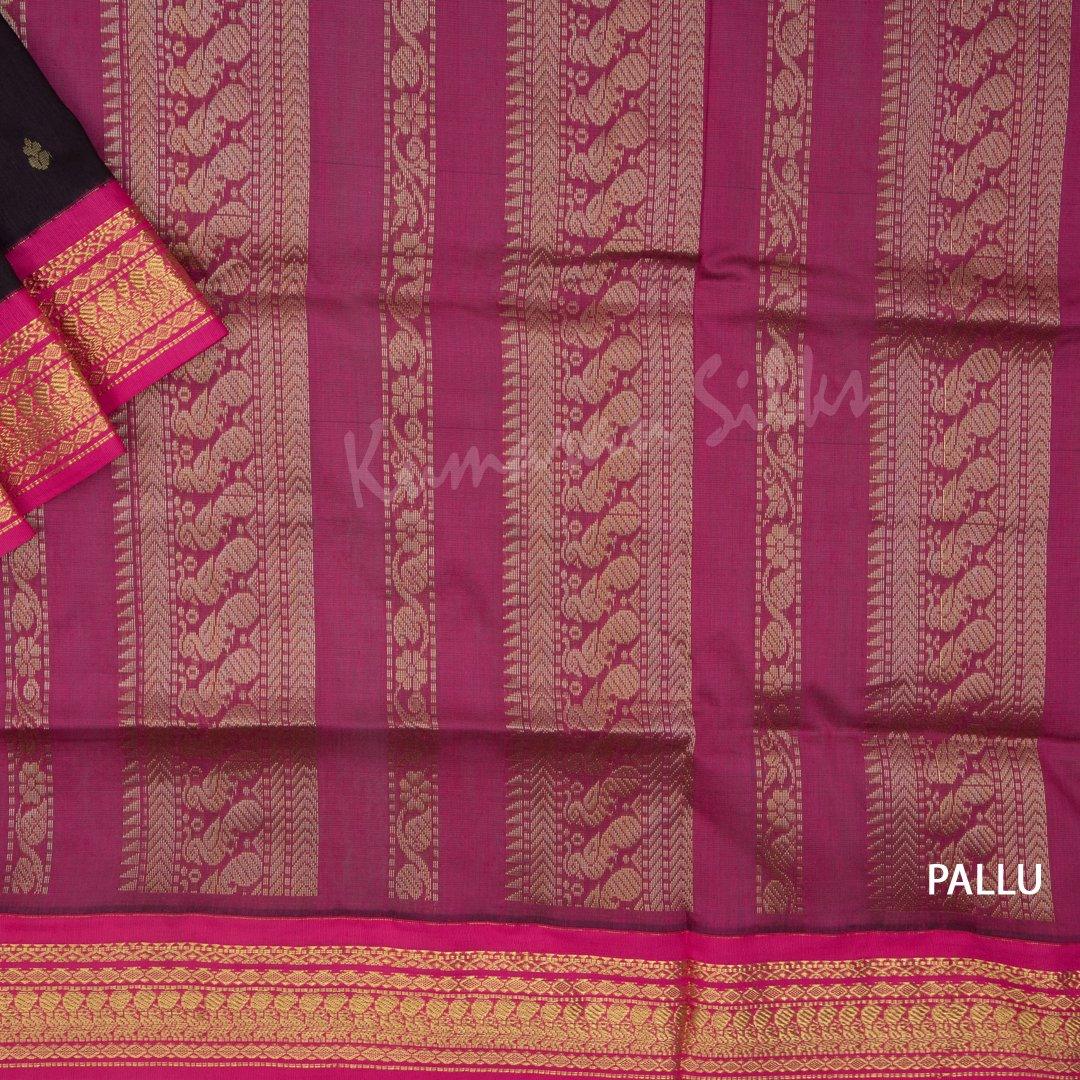 Kalyani Cotton Dark Brown Saree With Contrast Border - Kumaran Silks