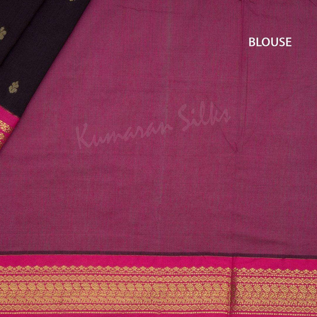 Kalyani Cotton Dark Brown Saree With Contrast Border - Kumaran Silks