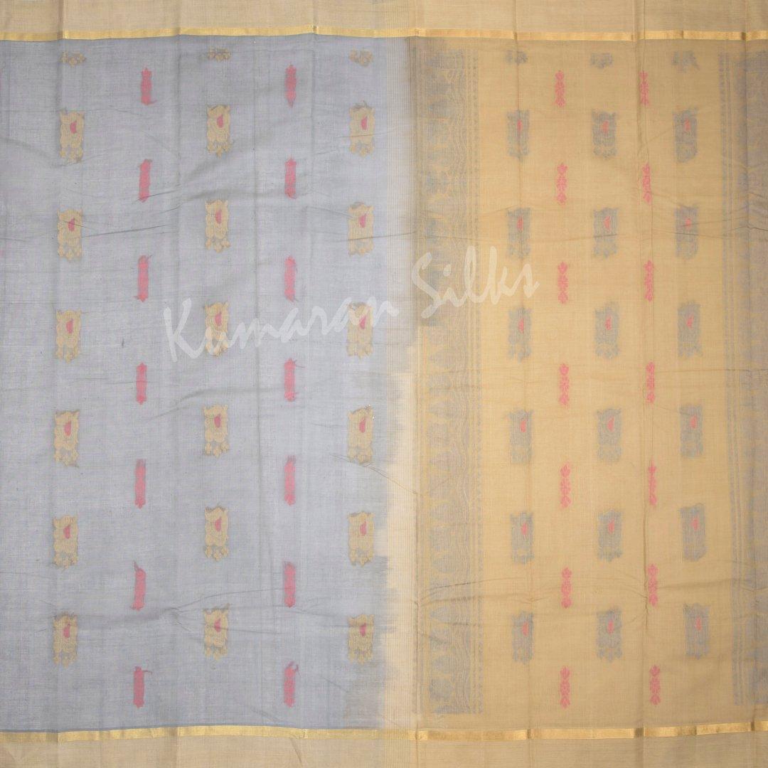 Kanchi Cotton Light Grey Saree With Simple Border - Kumaran Silks