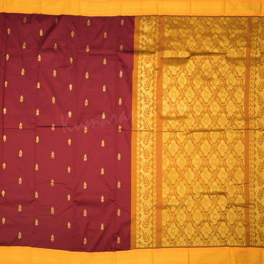 Art Silk Maroon Saree With Small Buttas And Contrast Border 03 - Kumaran Silks