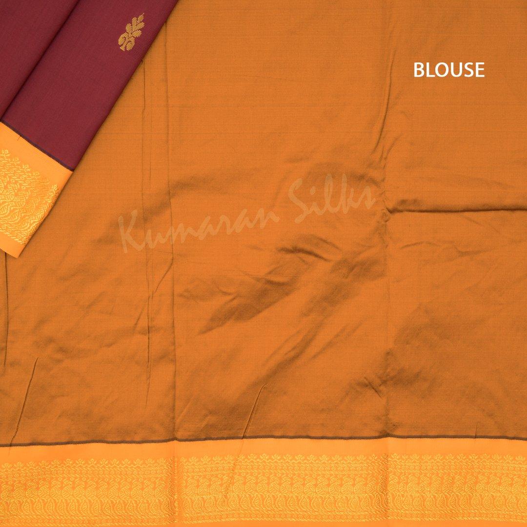 Art Silk Maroon Saree With Small Buttas And Contrast Border 03 - Kumaran Silks