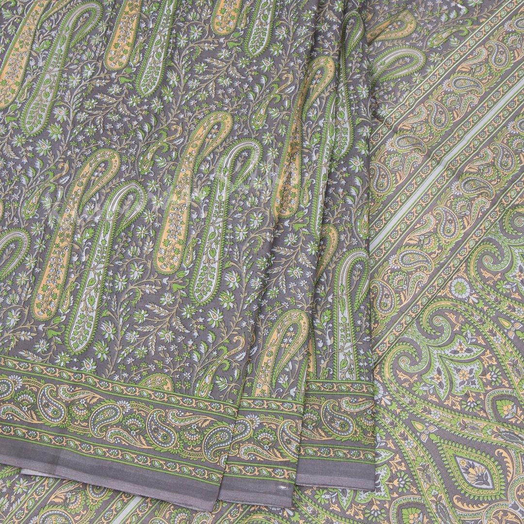 Chanderi Cotton Printed Grey Saree 02 - Kumaran Silks