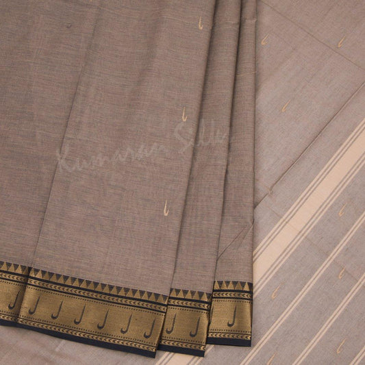 Negamam Cotton Light Brown Embossed Saree 02 - Kumaran Silks