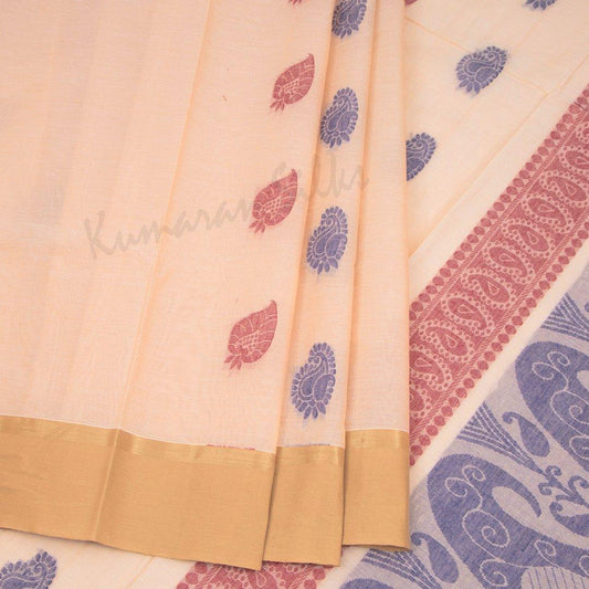 Negamam Cotton Cream Embossed Saree - Kumaran Silks