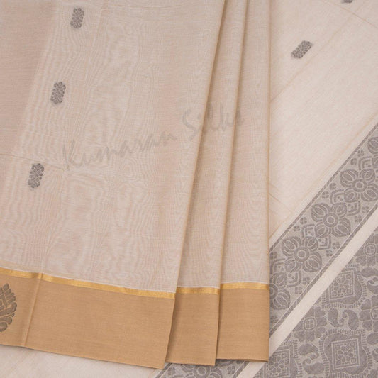 Negamam Cotton Light Brown Embossed Saree 03 - Kumaran Silks