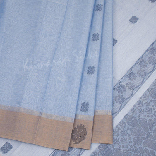 Negamam Cotton Light Blue Embossed Saree - Kumaran Silks