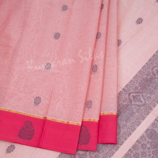 Negamam Cotton Rose Pink Embossed Saree - Kumaran Silks