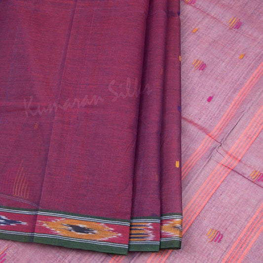 Bengali Cotton Dark Pink Saree Without Blouse - Kumaran Silks