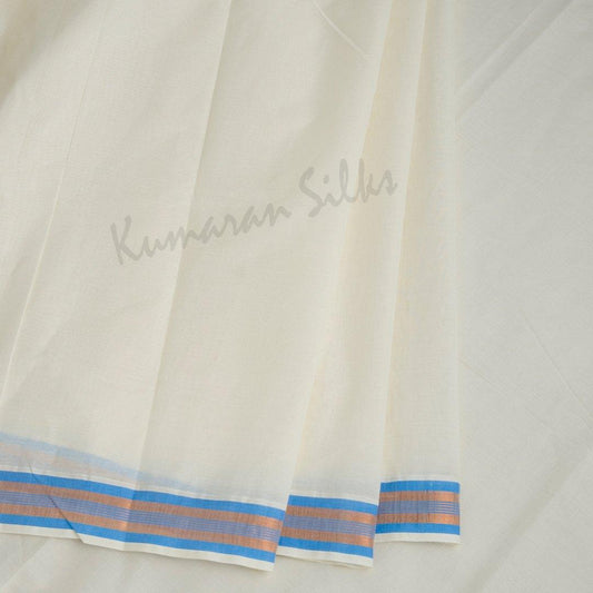 Kerala Cotton Cream Plain Saree Without Blouse 04 - Kumaran Silks