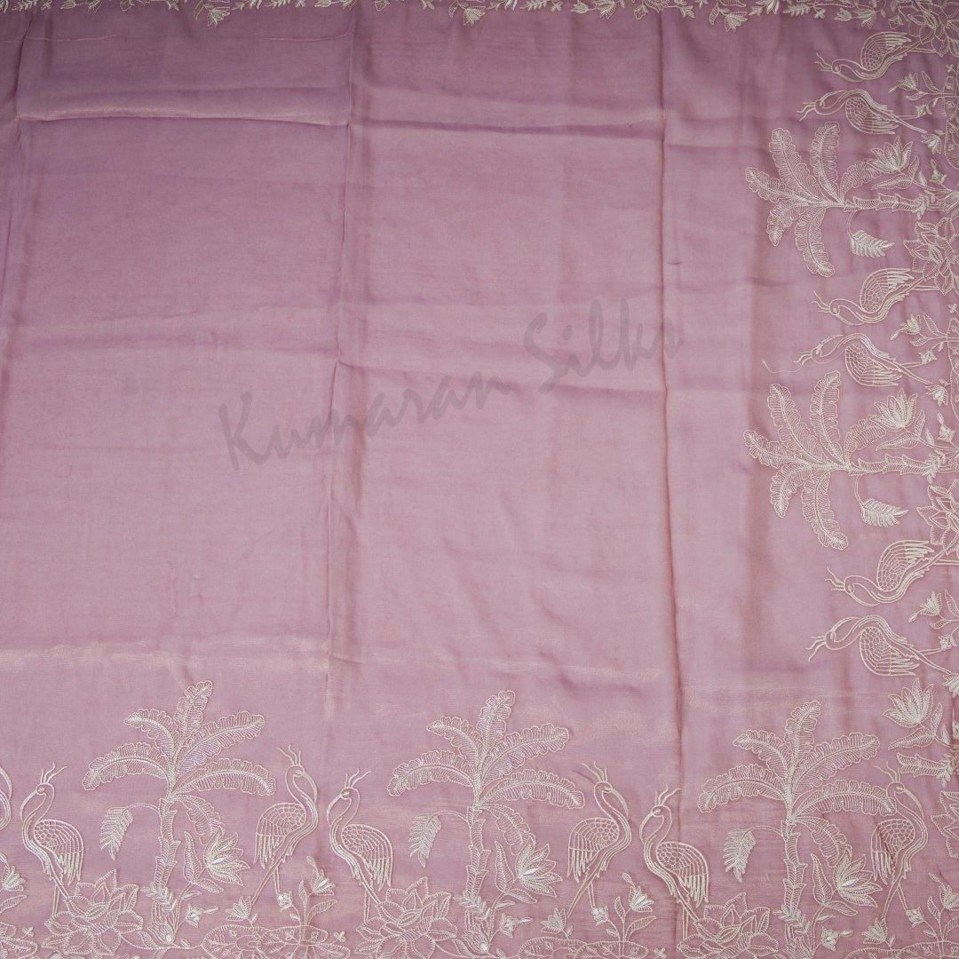 Organza Pink Saree With Thread Embroidered Work - Kumaran Silks